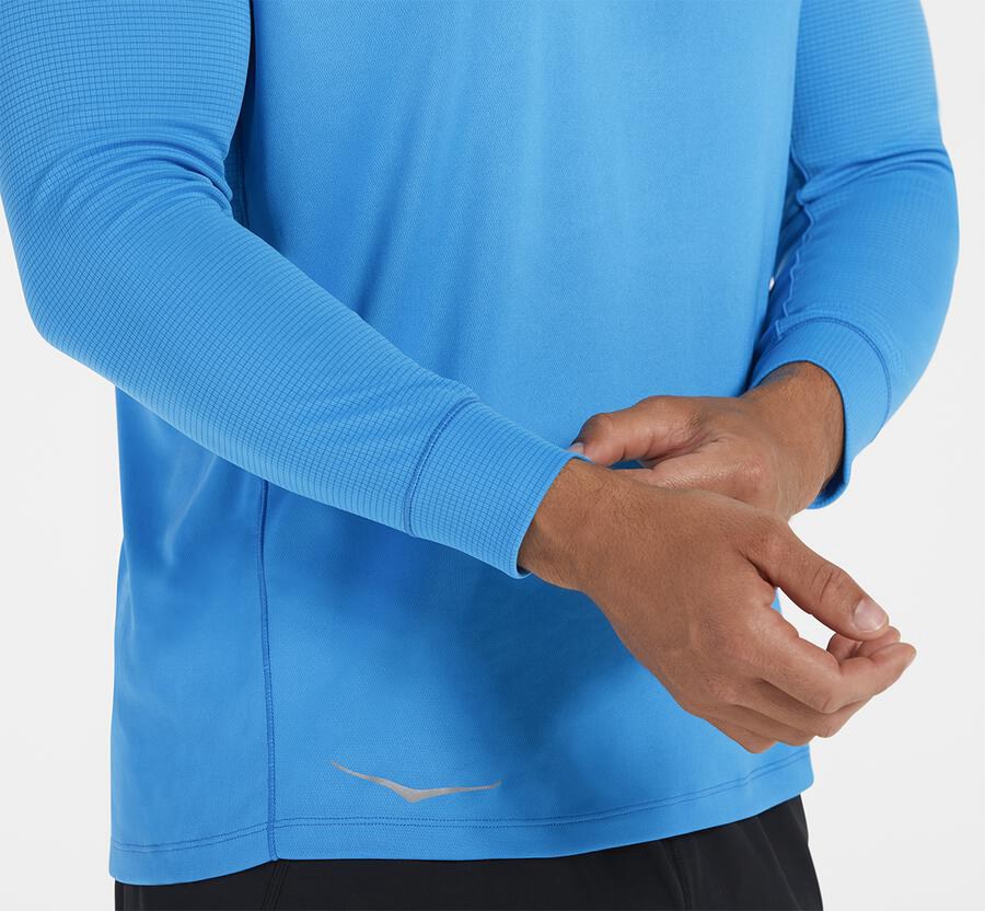 Hoka One One Tops Mens Blue - Performance 3/4 Sleeve - 37958VEFT